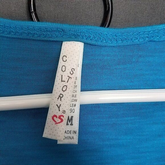 Color Story Medium Electric Blue High Low Short Sleeve Pocket Tee T Shirt NWOT - Picture 7 of 10